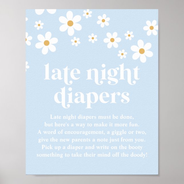 Poster Fraldas para Noite Adiada do Chá de Bebê Daisy (Frente)