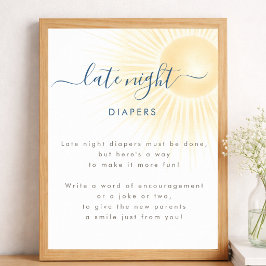 Poster Fraldas para Noite de Chuva de Sol Shower de Bebê 