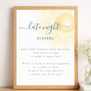 Poster Fraldas para Noite de Chuva de Sol Shower de Bebê 