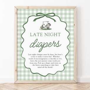 Poster Fraldas Sage Green Golf Late Night Chá de Bebê