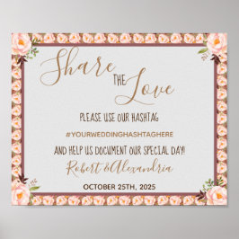 Poster Frame Floral Compartilha Casamento com o Amor das 