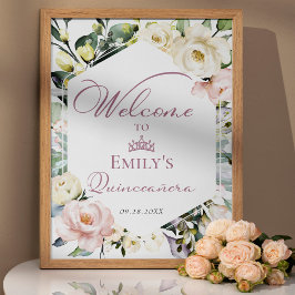 Poster Frame Floral Greenery Quinceañera Sinal de Boas-vi