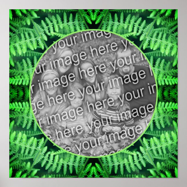 Poster Frame Verde Leafy Ferns Crie sua própria foto (Frente)