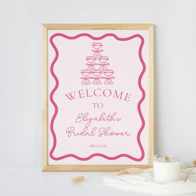 Poster Frame Wavy Desenhado à Mão e Torre de Champagne Be (Criador carregado)