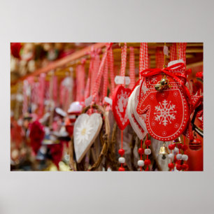 Póster França, Alsácia, Colmar. Mercado de Natal