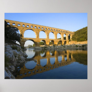 Poster França, Avignon. O aqueduto Pont du Gard Roman