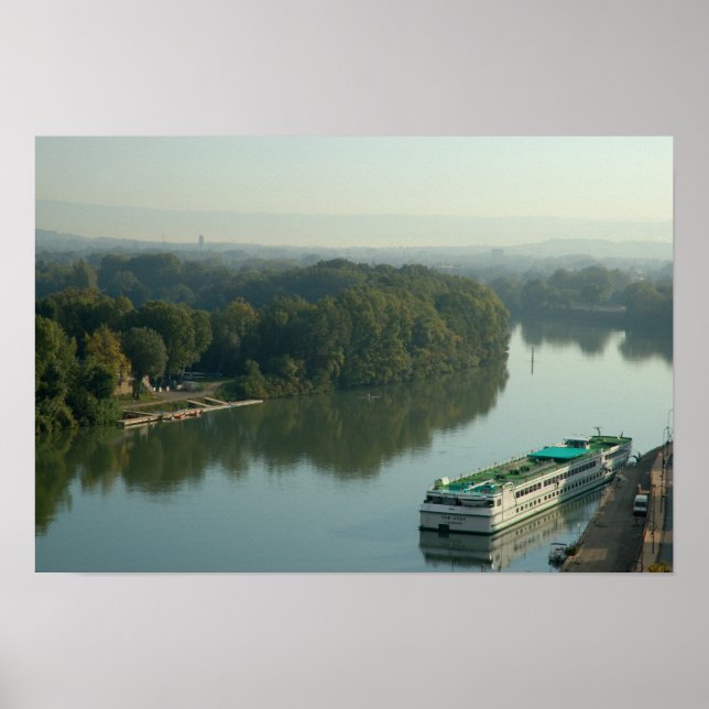 Póster França, Avinhão, Provença, barco fluvial de Van Go (Frente)