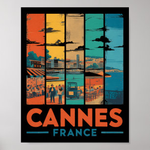 Poster França Cannes Riviera Francesa Praias Viagem Vinta