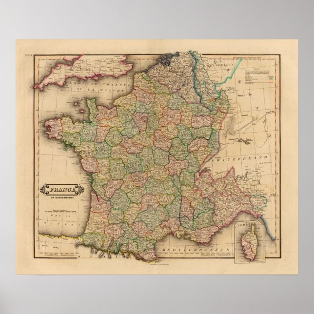 Poster França, departamentos (Frente)