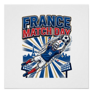 Póster França Dia de Partida Esqueleto Atacante Nações Ca