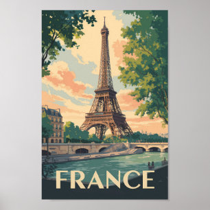 Poster França Eiffel Tower Viagem Art Vintage