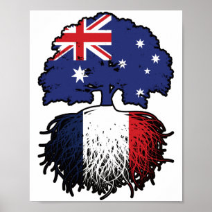 Poster França França França Austrália Árvore Rota Bandeir