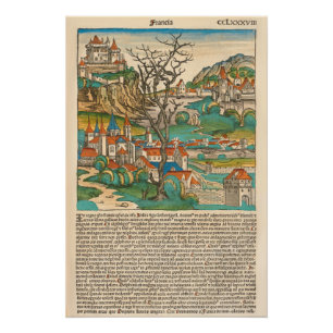 Póster França Nuremberg Chronicle 1493 Livro Antigo Medie