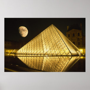 Poster França, Paris, O Museu do Louvre, Noturno