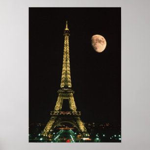Póster França, Paris. Torre Eiffel à noite com