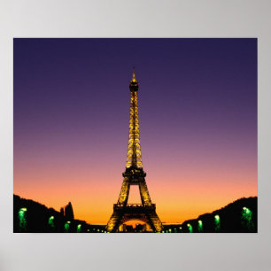 Póster França, Paris, Tour Eiffel ao pôr do sol.