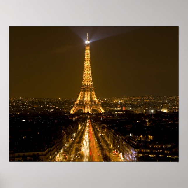 Póster França, Paris. Visão noturna da Torre Eiffel (Frente)