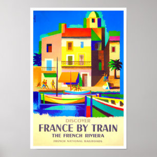 Poster França por viagens vintage de comboio