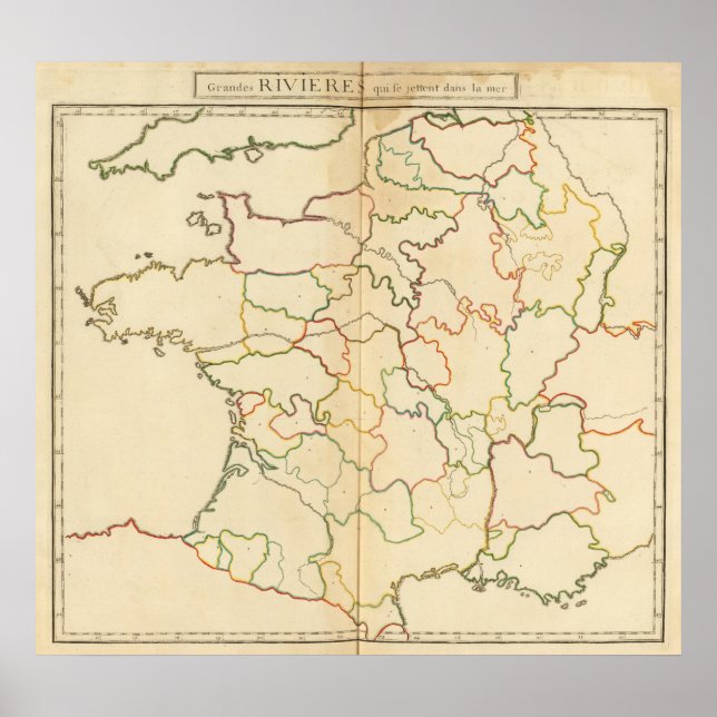 Póster França Rivers Outline (Frente)