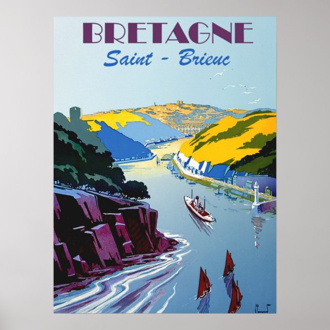 Poster França viagens vintage - Bretagne - Brieuc Santo (Frente)