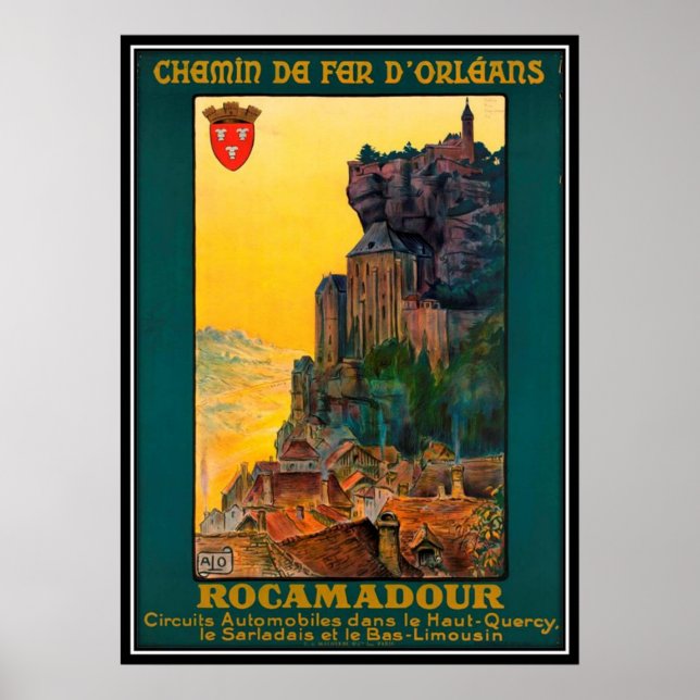 Poster França viagens vintage, Rocamadour - (Frente)