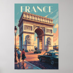 Poster France Arc de Triomphe Viagem Art Vintage