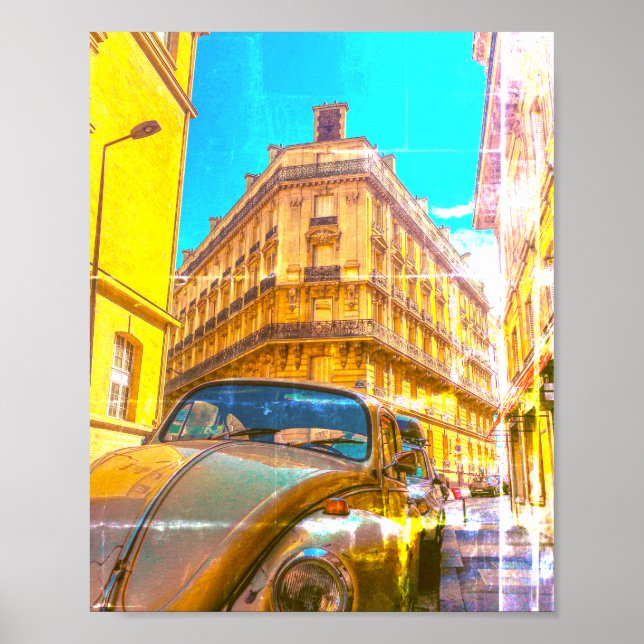 Poster France Architecture French Street Old Car Paris (Frente)