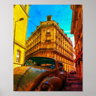 Poster France Architecture French Street Old Car Paris