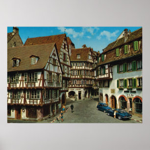 Póster France, Colmar, Alsácia, metade suportou casas