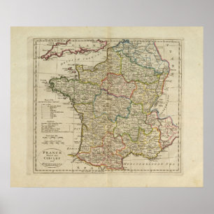 Póster France Divided into Circles and Departments