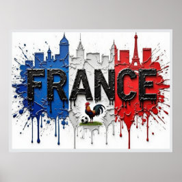 Poster France Football Citiscape Oil Painting Style Art