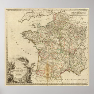 Póster France Postal Roads