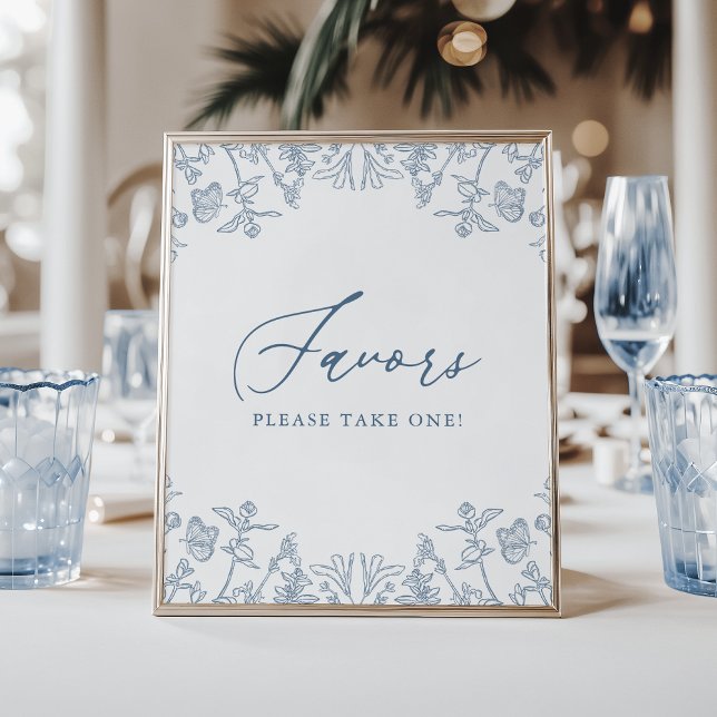 Poster Francês Blue Chinoiserie Floral Chá de panela Favo (Criador carregado)