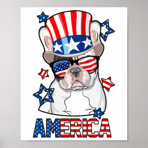 Poster Francês Bulhdog América 4 de julho Homens Francese