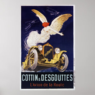 Poster Francês Cottin do vintage & carro do clássico de