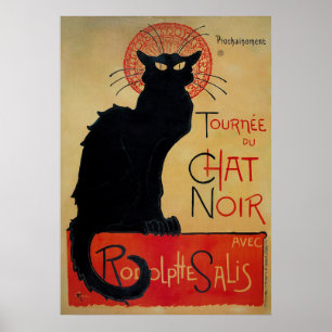 Poster francês do vintage, o gato preto