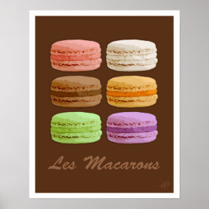 Póster Francês Macarons - pastels muti-coloridos