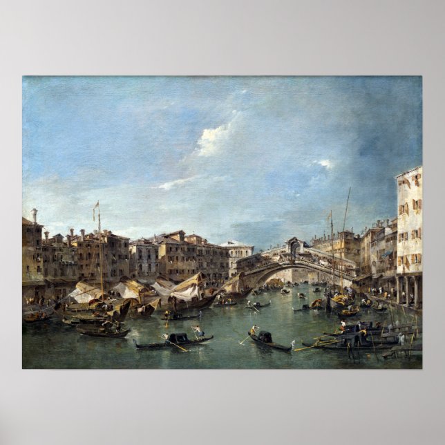 Poster Francesco Guardi Grand Canal com o Rialto (Frente)