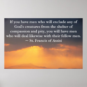 Poster Francis de Assisi fala sobre os Direitos dos Anima