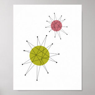Póster Franciscan Starburst Avocado Verde Rosa Mídia