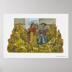 Poster Francisco Pizarro ao lado do imperador Atahualpa