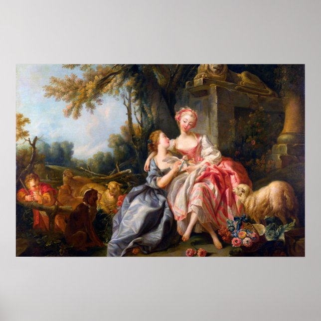 Póster Francois Boucher A Billet Dou rococo damart (Frente)