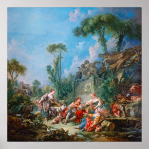 Poster francois boucher shepherd's idyll rococo scenery
