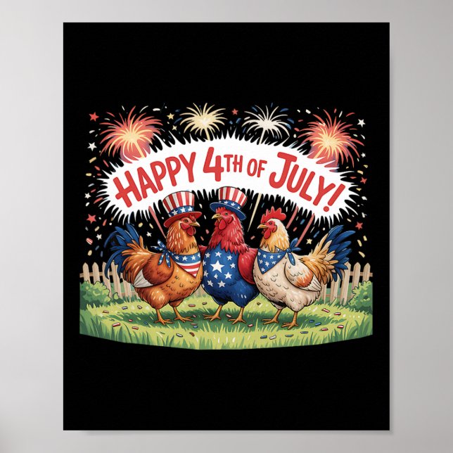 Poster Frango 4 de Julho Dia da Independência da Fazenda  (Frente)