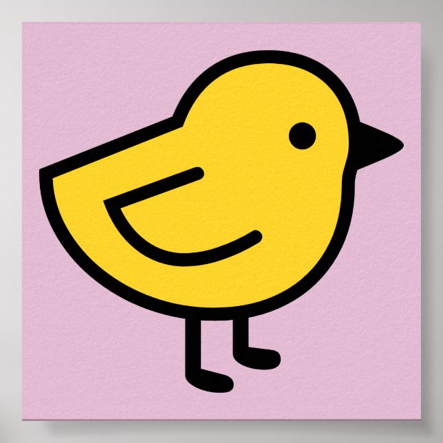 Poster Frango Amarelo Em Um Fundo Rosa (Frente)