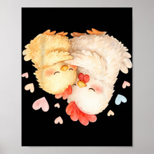 Poster Frango Aquarela Fofo Abraçando Gentilmente _1