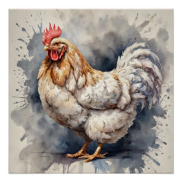Póster Frango Aquarela n.o 1