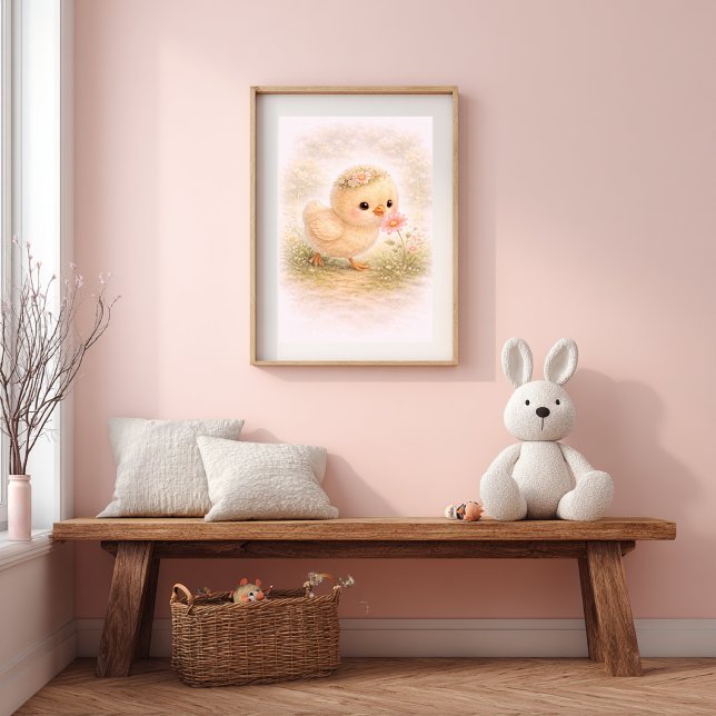 Poster Frango Bebê Com Flor Quarto Infantil Neutro Crianç (Criador carregado)