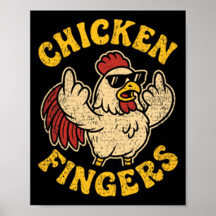 Poster Frango Bravo Virando o Dedo do Meio Piada Galinha 