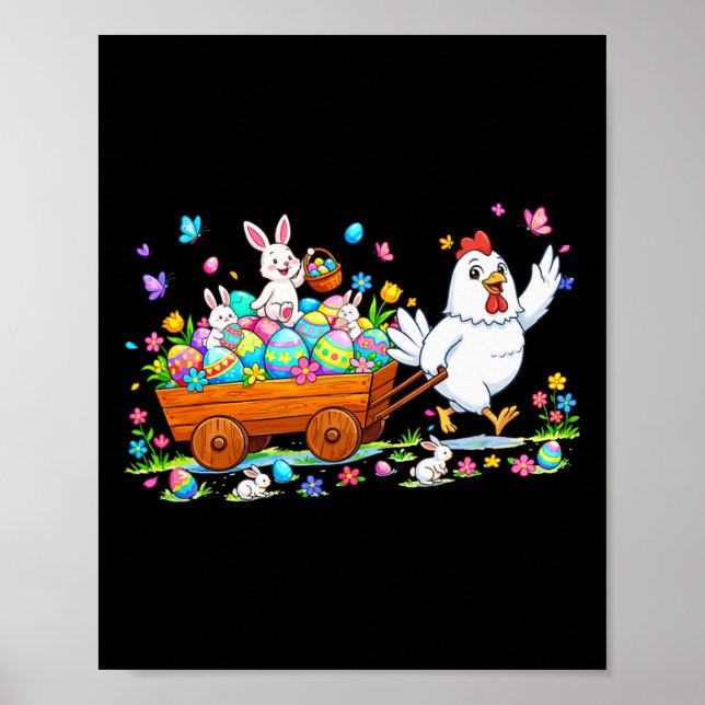 Poster Frango Carregando Ovos de Chocolate de Páscoa de C (Frente)